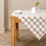 Taupe Gingham Check Table Cloth Taupe