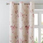 Botanica Butterfly Blush Thermal Eyelet Curtains Pink