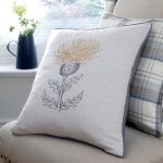 Balmoral Ochre Thistle Cushion Brown / Grey