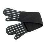 Black Striped Silicone Double Oven Glove Black