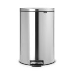 Brabantia Matt Steel 40 Litre Slim Pedal Bin Matt Stainless Steel