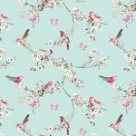 Beautiful Birds Duck-Egg Fabric Duck Egg Blue