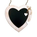 Wooden Heart Chalk Board Sign Black / White