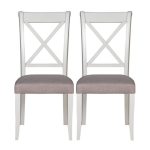 Eaton Cross Back Pair of Dining Chairs – Walnut and Grey Light Grey
