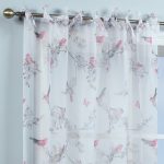 Beautiful Birds White Single Tab Top Voile Panel White
