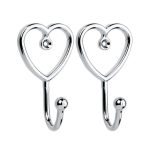 Pack of 2 Chrome Heart Curtain Hooks Silver