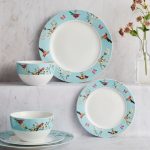 Beautiful Birds 12 Piece Dinner Set Duck Egg Blue