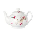 Beautiful Birds White Teapot Duck Egg Blue