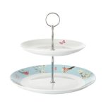 Beautiful Birds 2 Tier Cake Stand Duck Egg Blue