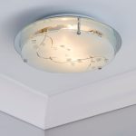 Beaded White Round Flush 2 Light Fitting White