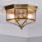 Antique Brass Flush Light Fitting Bronze