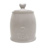Country Taupe Heart Tea Storage Jar Taupe