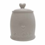 Country Taupe Heart Sugar Storage Jar Taupe