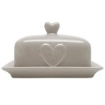 Country Taupe Heart Butter Dish Taupe