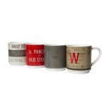 Salvage Pack of 4 Stacking Mugs Grey / Red