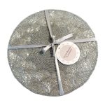 Pack of 2 Silver Beaded Placemats Silver
