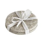 Pack of 4 Silver Beaded Coasters Silver