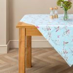 Beautiful Birds Round PVC Tablecloth Duck Egg Blue