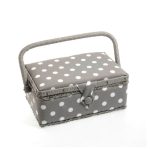 Grey Dotty Sewing Box Grey