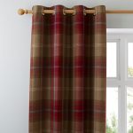 Highland Check Wine Eyelet Curtains Red / Brown