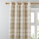 Highland Check Natural Eyelet Curtains Light Brown / Natural