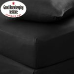 Non Iron Plain Black 25cm 3/4 Bed Fitted Sheet Black
