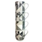 Geo Natural Stacking Mugs Grey