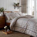 Check Natural Reversible Duvet Cover and Pillowcase Set Light Brown / Natural
