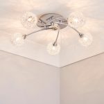 Chrome 5 Light Wire Shade Ceiling Fitting Silver