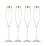 Gold Pack of 4 Flute Glasses Gold