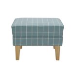 Duck-Egg Check Edinburgh Footstool Duck Egg Blue