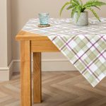 Green Check Misty Moors PVC Tablecloth White / Purple / green