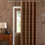 Highland Check Plum Eyelet Door Curtain Purple / Brown