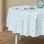 Country Heart Round PVC Duck Egg Tablecloth Duck Egg Blue