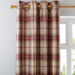 Dorma Bloomsbury Check Plum Eyelet Curtains Cream / Purple
