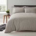 Logan Seersucker Grey Duvet Cover and Pillowcase Set Grey