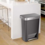 simplehuman 45 Litre Plastic Pedal Bin With Liner Pocket Silver / White