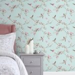 Beautiful Birds Duck-Egg Wallpaper Duck Egg Green