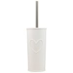 Country White Heart Toilet Brush Holder White