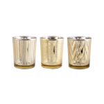 Set of 3 Gold Glass Tealight Holders Gold