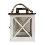 Small Wooden Lantern White