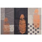 Leaf Printed Triptych Canvas Brown