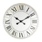 Cream Wooden Roman Numeral Oversized Wall Clock White