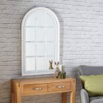 White Arch Window Mirror Cream