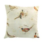 Pheasants Square Cushion Cover Natural Brown