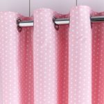 Fluffy Friends Pink Polka Dot Blackout Eyelet Curtains Pink