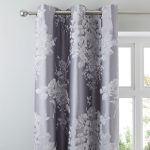 Laura Grey Jacquard Thermal Eyelet Curtains Grey