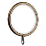 Pack of 6 Lined Metal Curtain Rings Dia. 28mm Antique Brass