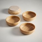 Pack of 4 Wood Effect Castor Cups Wood (Brown)