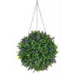 Artificial Lavender Hanging Basket Green
